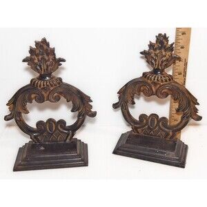 Set of 2 Bombay Cast Iron French Ornate Bookends Rustic